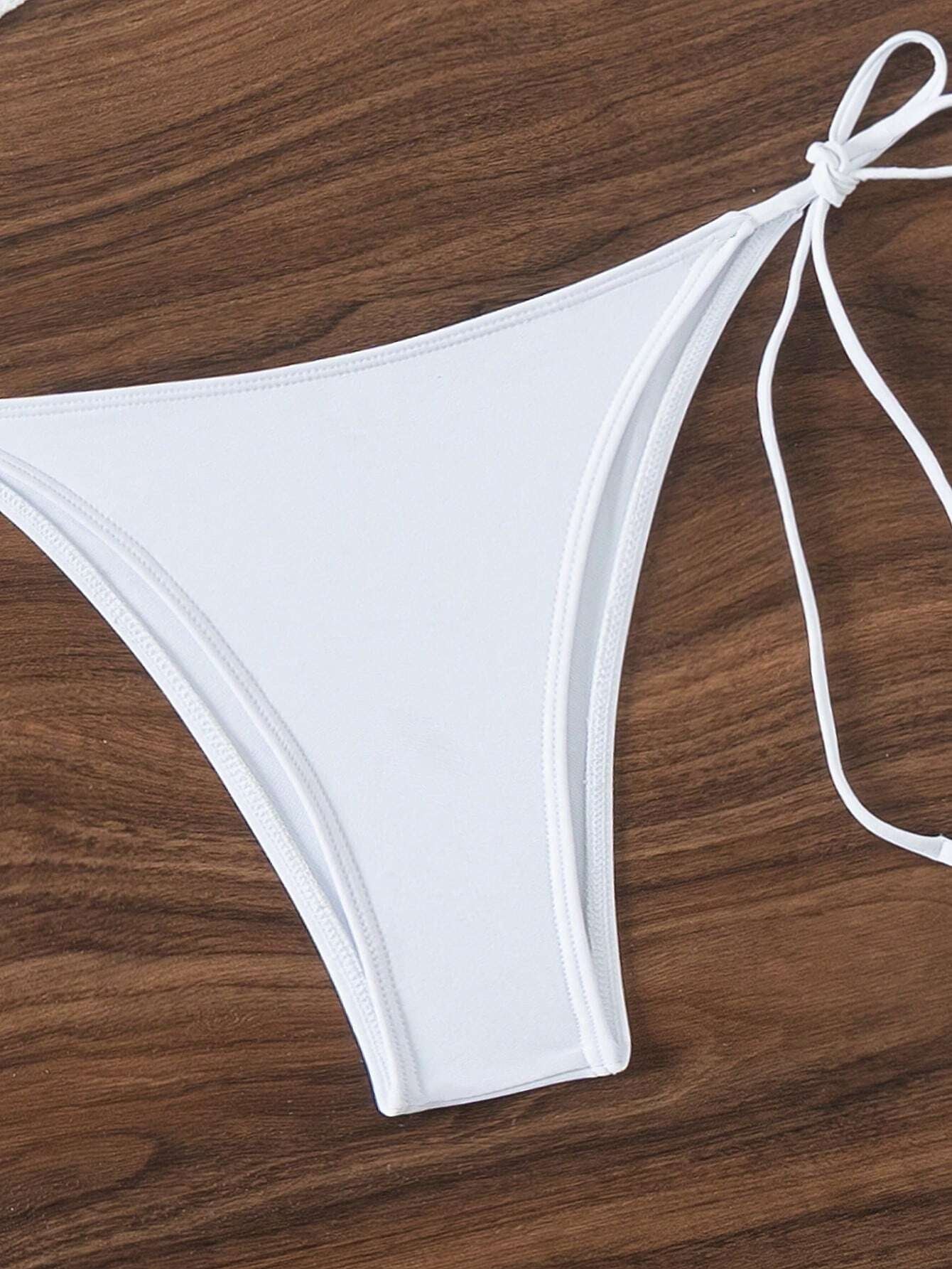 Swim Summer Beach 3Packs Solid Halter Triangle Bikini & Cover up Top