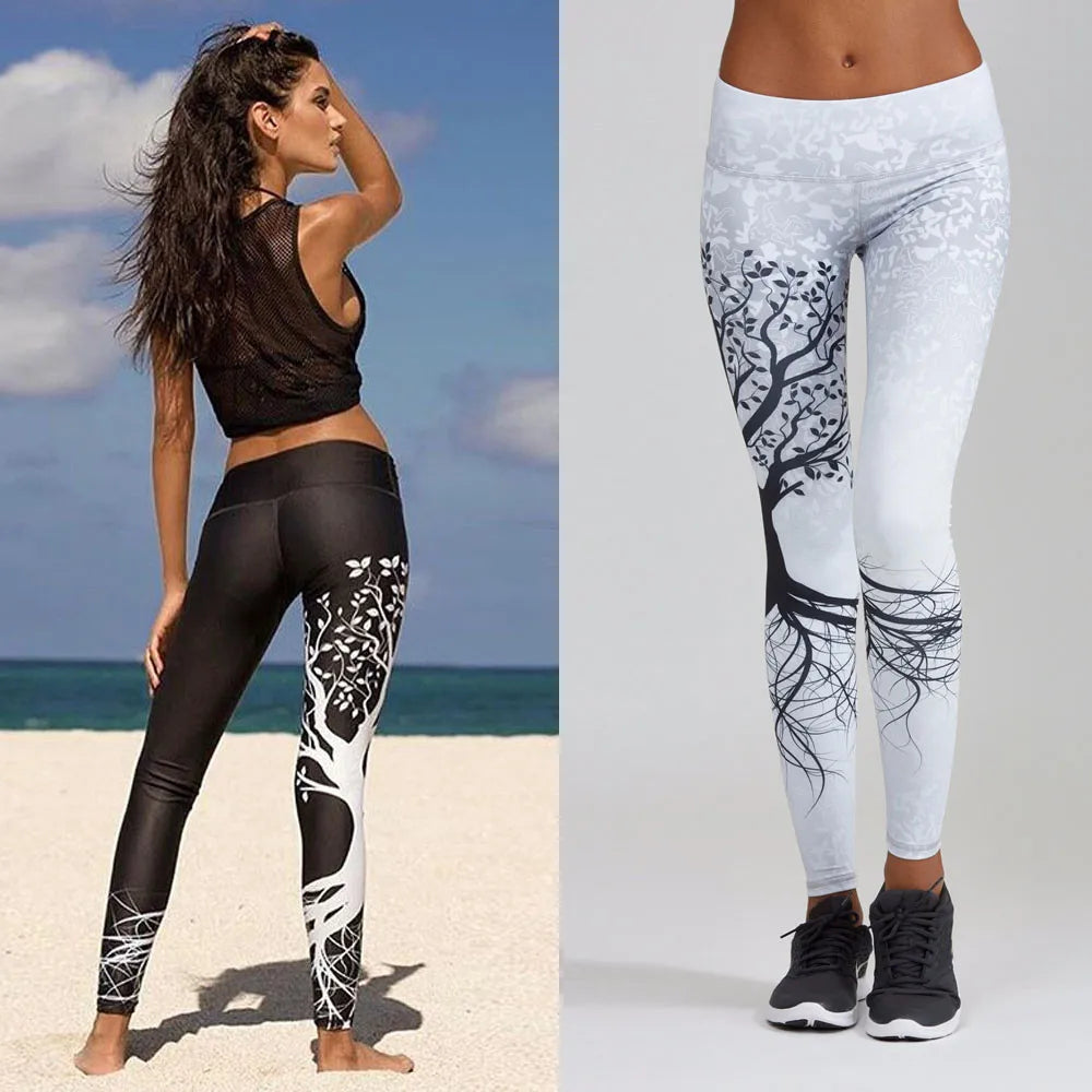 Women Yoga Sport Leggings Pants Workout Fitness Clothing Jogging Running Pants Gym Tights Stretch Print Sportswear Yoga Leggins