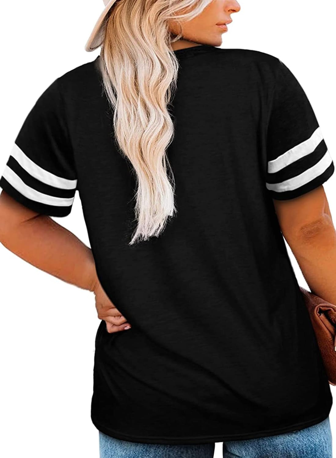 Womens plus Size Tunic Tops Summer Short Sleeve V Neck/Crew Neck Loose Casual Tee Shirt(1X-5X)