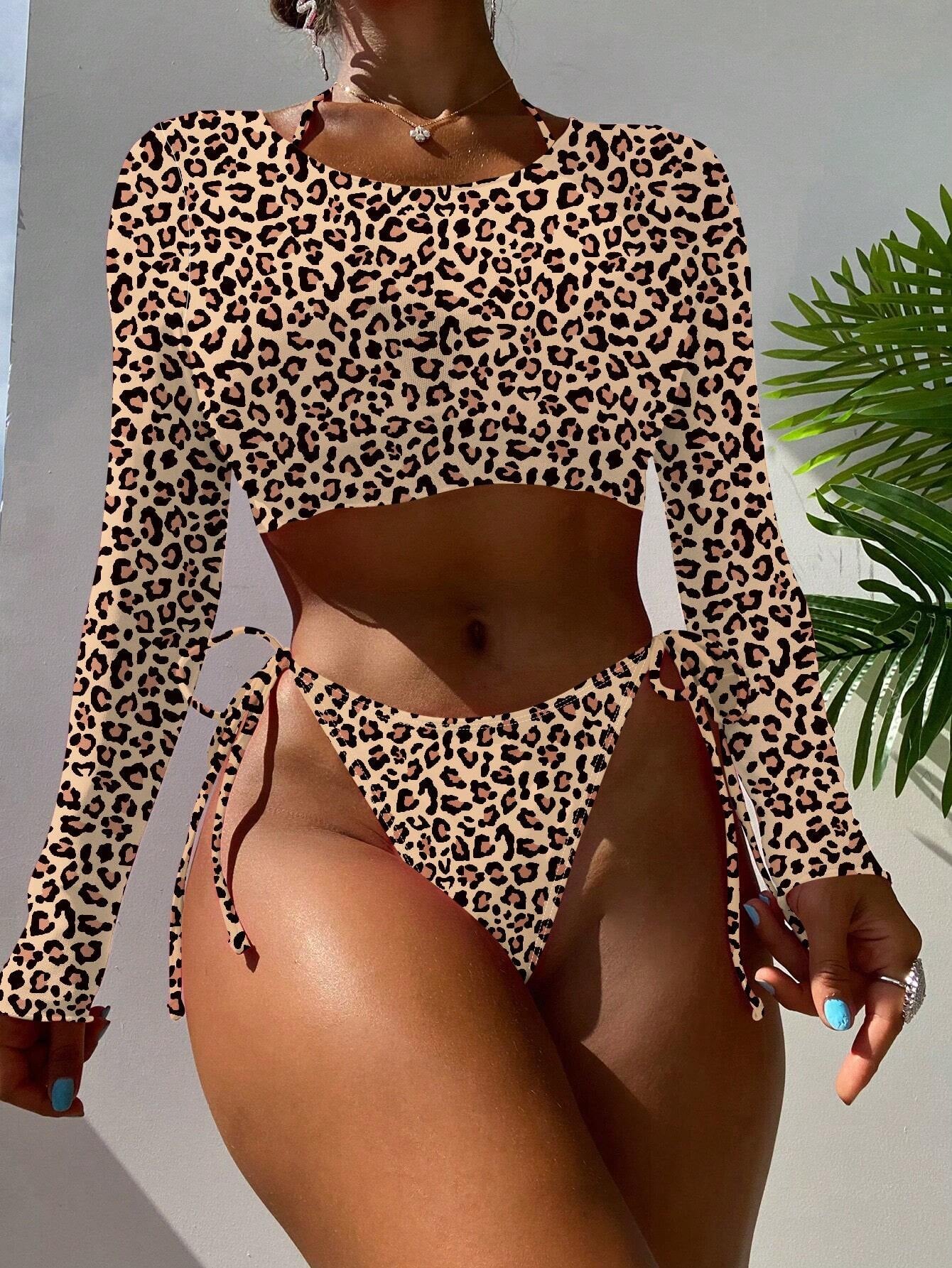 Swim Summer Beach 3Packs Solid Halter Triangle Bikini & Cover up Top