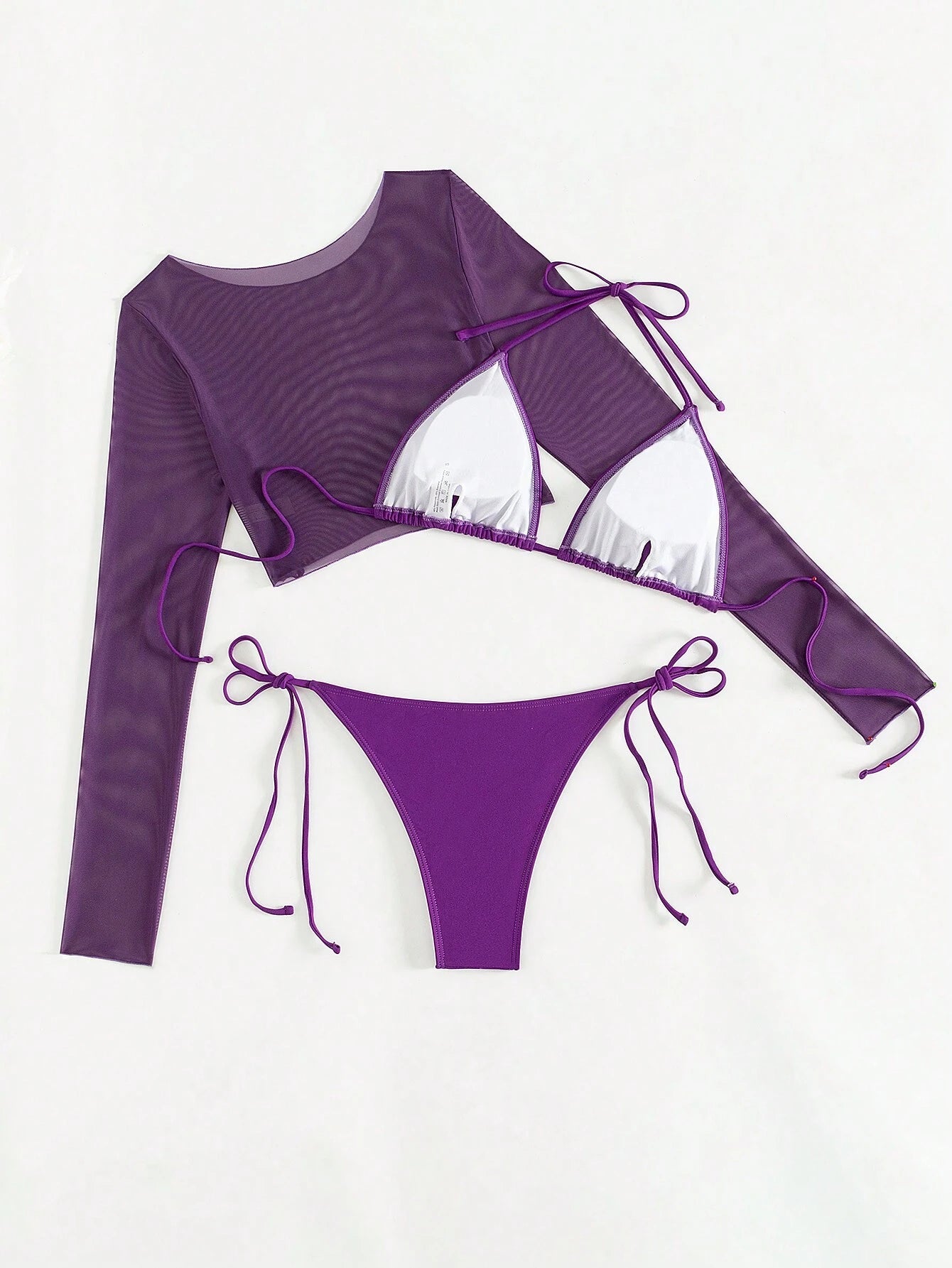 Swim Summer Beach 3Packs Solid Halter Triangle Bikini & Cover up Top